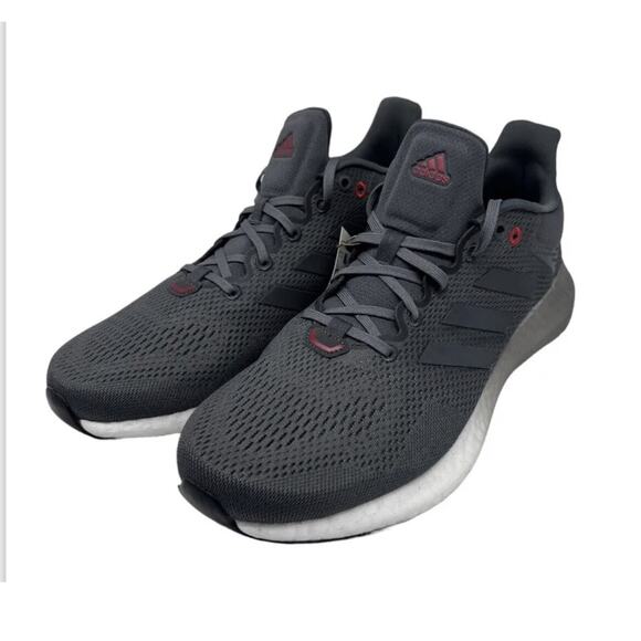 Adidas Pure Boost Grey Vivid Red Ultra Running Shoe Mens 11.5 New Fast Ship - Picture 3 of 14